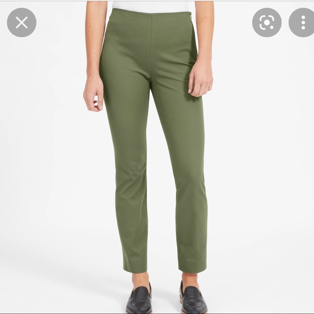 Everlane Side-Zip Stretch Cotton Pants in Surplus Green Sz 2